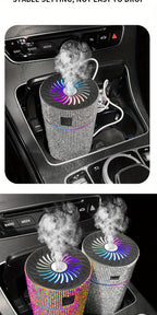 Luxury Rhinestone Car Diffuser Humidifier With LED Light Auto Air Purifier Aromatherapy Diffuser Air Freshener Car Accessories