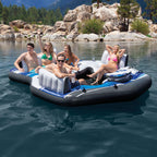 Blue Tropical Island 5 Seat Floating LounRaft w/ 4 Cup Holders 57272EP
