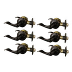 Stratford Oil Rubbed Bronze Privacy Bed/Bath Door Lever with Universal 6-Way Latch (6-Pack)
