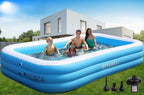 large inflatable pool with pump - 130'' x 72'' x 22''family swimming pool for adults, blow up pool for backyard, garden