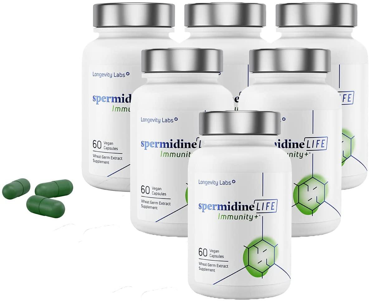 Longevity Labs spermidineLIFE Immunity+, Supplement to Support The Immune System, Plant-Based, Vegan Friendly, Pack of 6