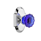 CottaPlate 2-3/8 in. Backset Bright Chrome Privacy Bed/Bath Crystal Cobalt Glass Door Knob