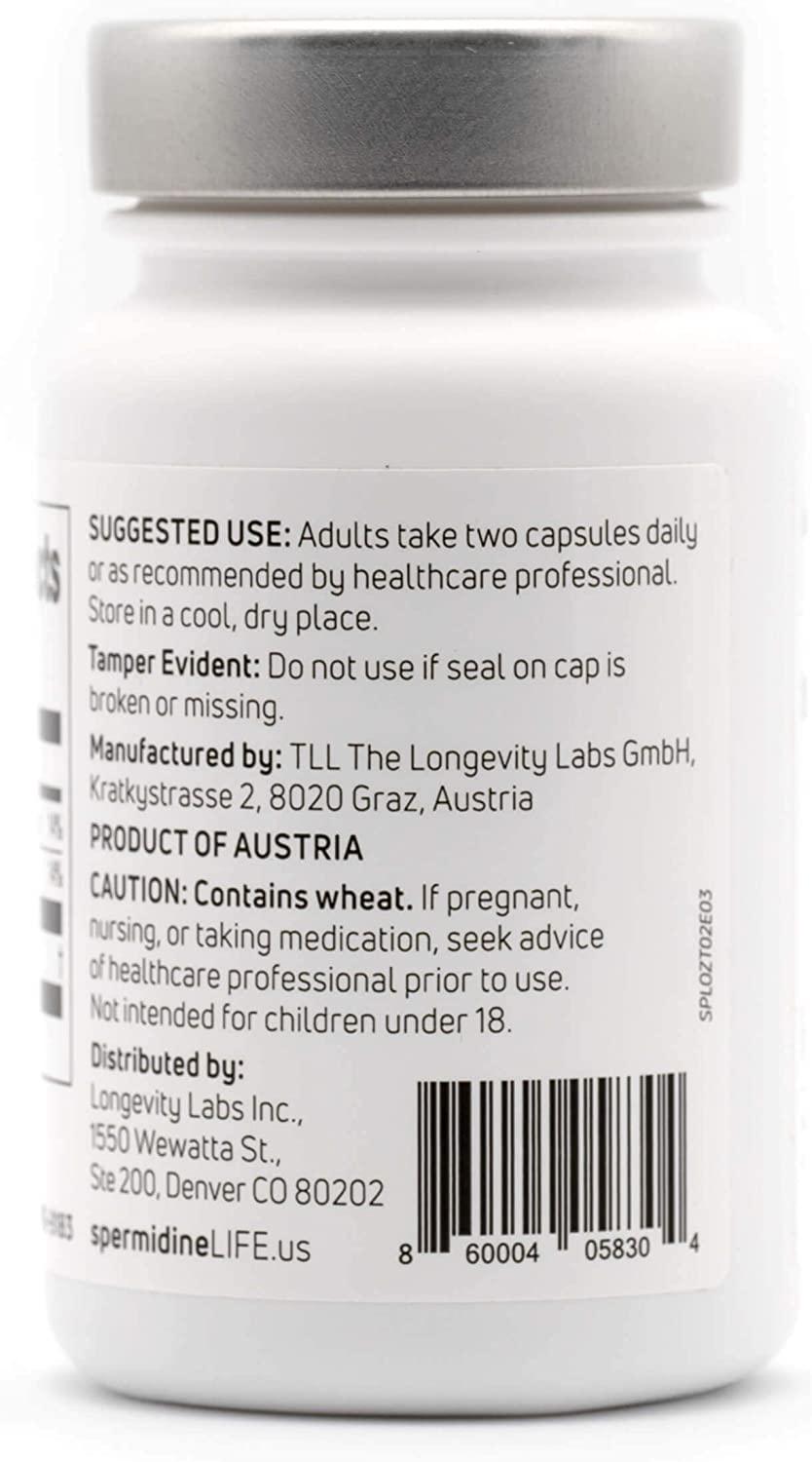 spermidineLIFE Natural Supplement, Plant-Based, Wheat Germ Extract with High Spermidine Content and Zinc for Cell Renewal, Vegan Friendly, Pack of 3