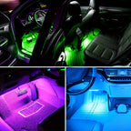 Neon LED Car Interior Ambient Foot Strip Light Kit Accessories Backlight Remote App Remote No Battery Music Control Auto RGB Decorative Lamps