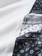 mens paisley print patchwork texture sweatshirt casual two pieces outfits