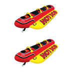 AIRHEAD Hot Dog Triple Rider Towable Inflatable 3 Person Boat Lake Tube (2 Pack)