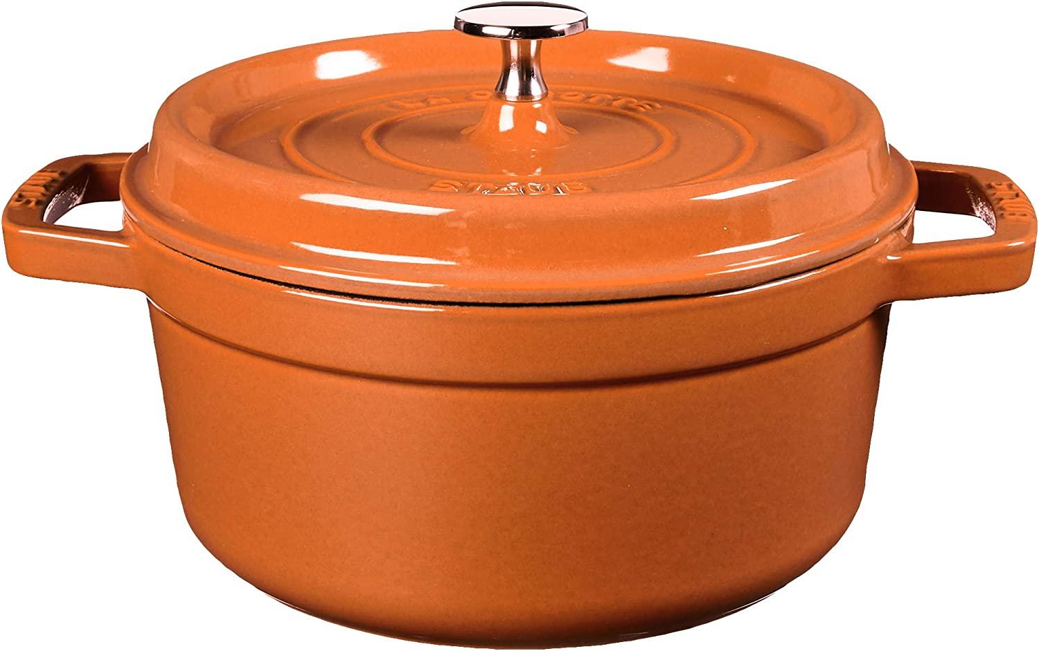 Staub Cast Iron 2.75-qt Round Cocotte - Burnt Orange, Made in France