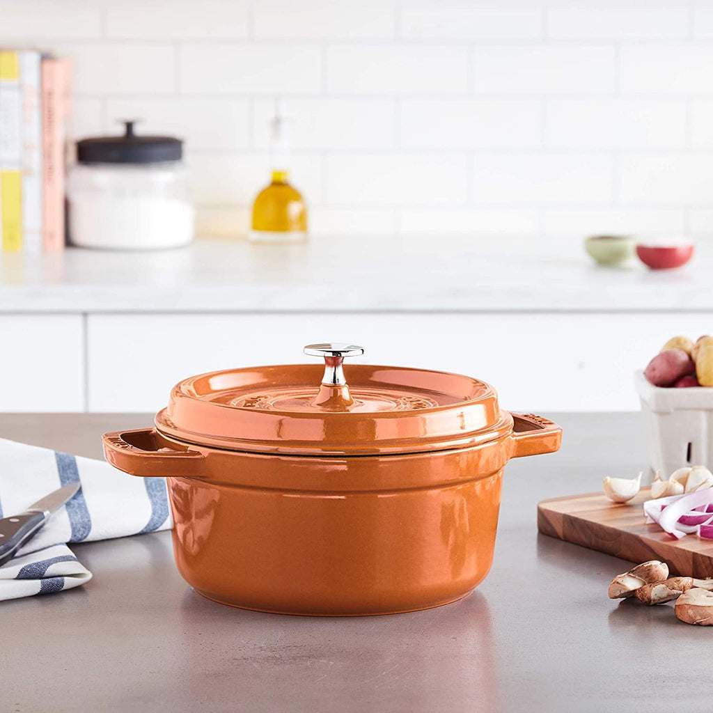 Staub Cast Iron 2.75-qt Round Cocotte - Burnt Orange, Made in France