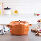 Staub Cast Iron 2.75-qt Round Cocotte - Burnt Orange, Made in France