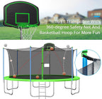 16 FT Trampoline with Basketball Hoop, Outdoor Trampoline for Adults Kids, with Enclosure and Ladder, Park Kindergarten Fitness Trampoline for Backyard for 6-8 Kids, 2021 Upgrade Capacity 1000lbs