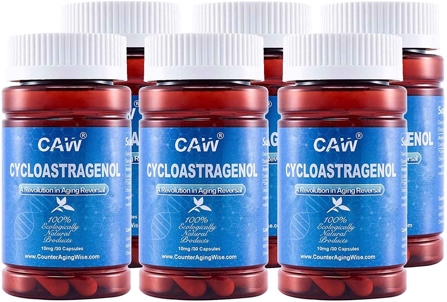 CAW Telomerase Activation | Anti-Aging Supplement | Hypersorption Cycloastragenol 10mg 30capsules (6 Bottle)