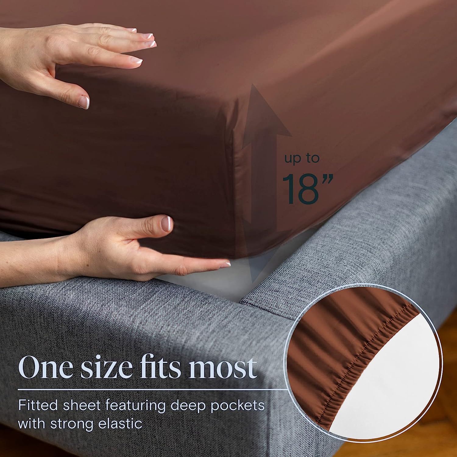 LuxClub 6 PC California King Size Sheet Set Bamboo Sheets Deep Pockets 18" Eco Friendly Wrinkle Free Cooling Sheets Machine Washable Hotel Bedding Silky Soft - Brown California King