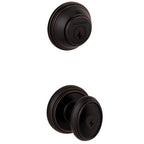 PrestiCarnaby Venetian Bronze Exterior Entry Knob and Single Cylinder Deadbolt Combo Pack Featuring SmartKey Security