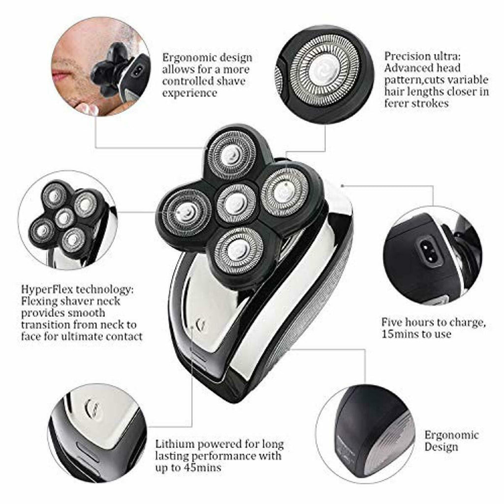 Maquinilla de afeitar eléctrica para hombre, impermeable, 5 en 1, cortadora de