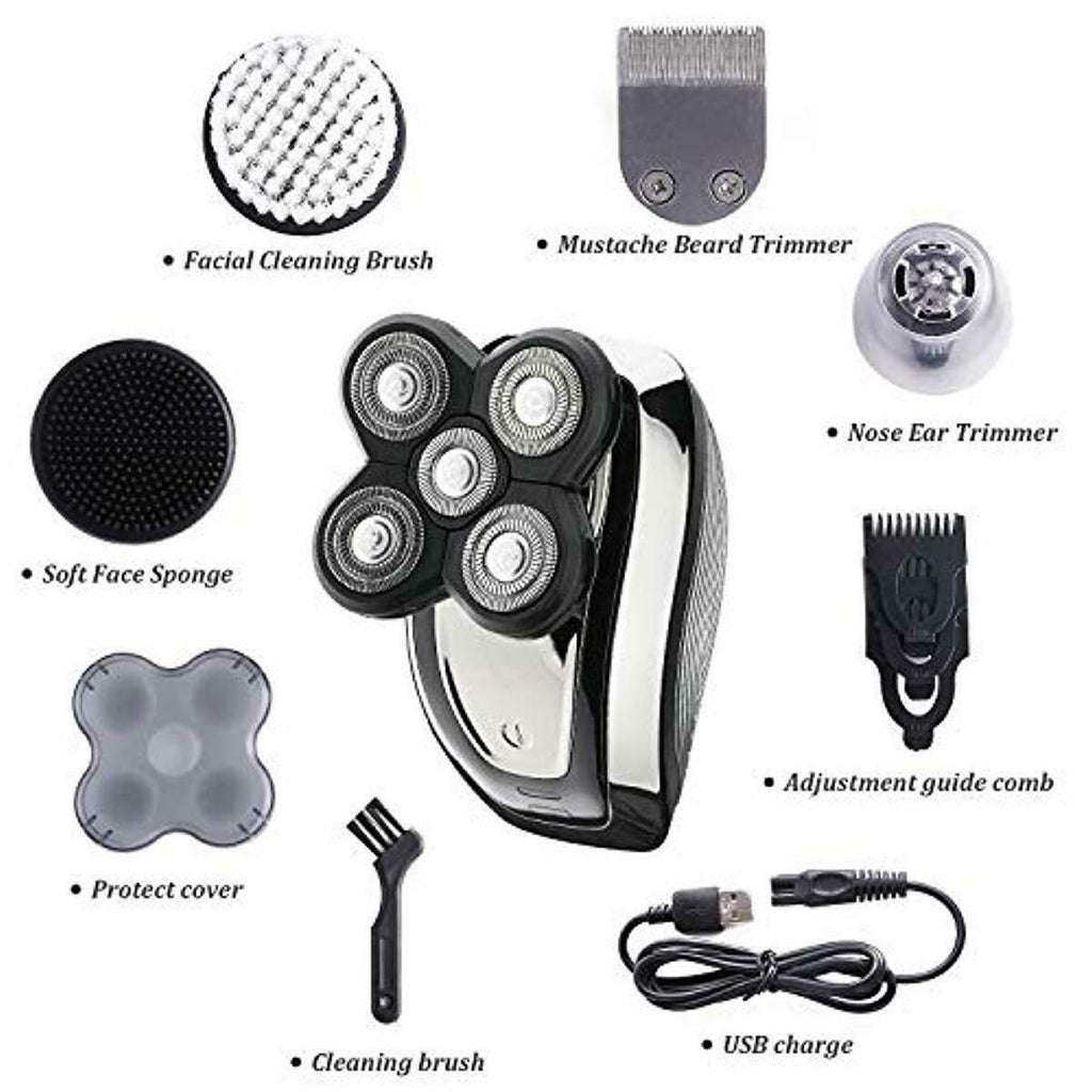 Maquinilla de afeitar eléctrica para hombre, impermeable, 5 en 1, cortadora de