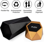 JUSTTOP Car Trash Can with Lid, Diamond  Small Automatic Portable Trash Can, Easy to Clean, Used in Car Home Office Interior Accessories, 2PCS(Gold)