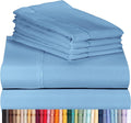 LuxClub 7 PC Split King Sheet Set Bamboo Sheets Deep Pockets 18" Eco Friendly Wrinkle Free Cooling Sheets Machine Washable Hotel Bedding Silky Soft - Denim Split King
