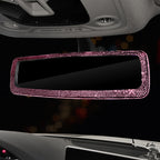 Car Rearview Mirror Cover, Interior Universal Auto Rear View Mirror Bling Rhinestone Luxury Surface Mirror Cover Auto Accessories