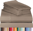 LuxClub 6 PC California King Size Sheet Set Bamboo Sheets Deep Pockets 18" Eco Friendly Wrinkle Free Cooling Sheets Machine Washable Hotel Bedding Silky Soft - Tree Bark California King