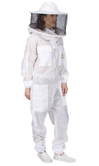 Ventilated Beekeeping Suit and Bee Family Stickers - YKK Metal Zippers - Men & Women - Total Protection - Self-Supporting Round Veil for Beekeepers - Easily Take On & Off - 8 Pockets (Large)