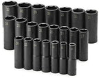 SK Hand Tool 4046 1/2" Dr 6 Pt Deep Metric ImpactSocket Set, 22 Pc