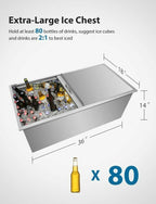 Drop In Ice Chest 36’’L x 18’’W x 14’’H 304  Steel Drop In Coole