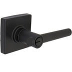 Highland Matte Black Keyed Entry Door Lever with Square Rose