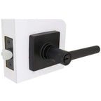 Highland Matte Black Keyed Entry Door Lever with Square Rose