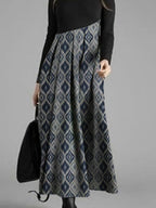 Ladies Retro Printed Casual Long Sleeve Maxi Dress