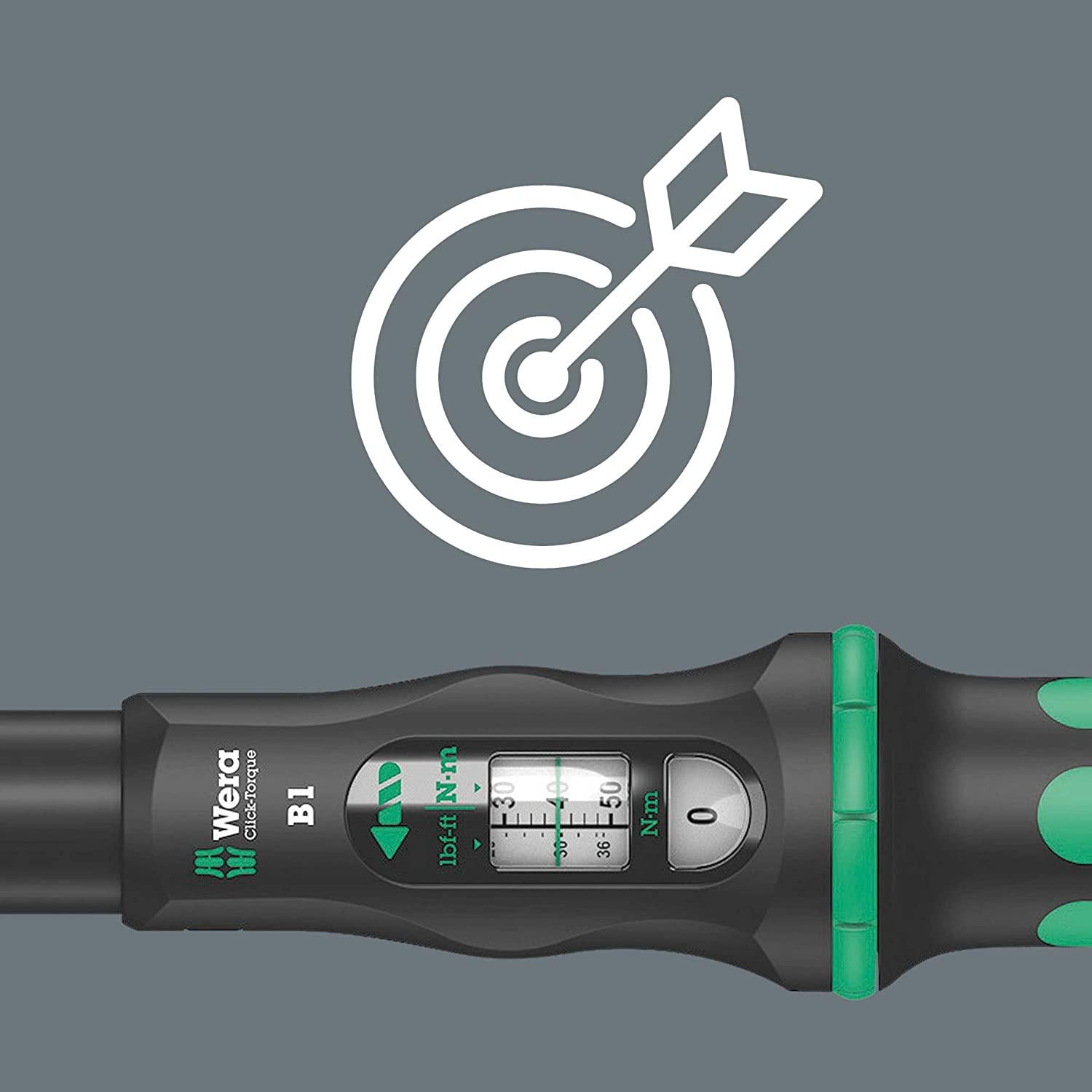 WClick-Torque B 1 torque wrench with reversible ratchet, 3/8" x 10-50 Nm, black/green