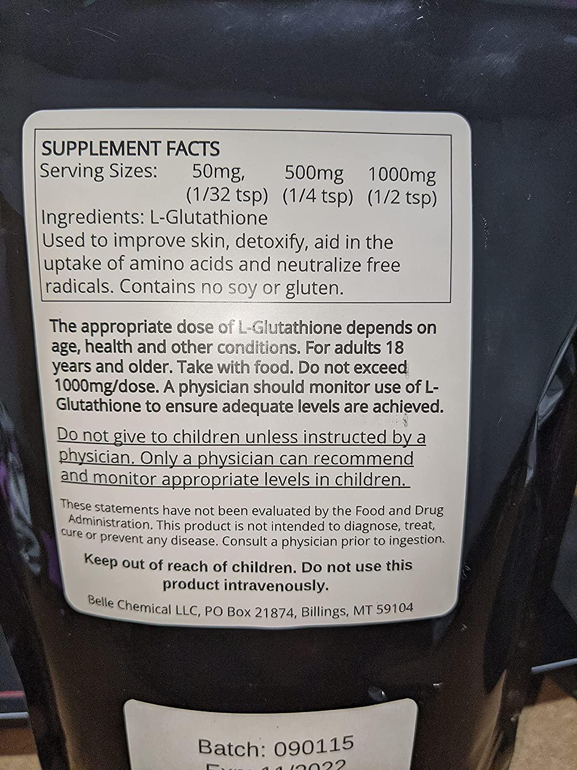 Pure L-Glutathione Reduced Pharmaceutical Grade (1 Pound)