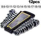 CHENTAOMAYAN Hardware Ratcheting Box Combination Wrenches Ratchet Head 72T Steel for Car Repair Ring Spanner one Set of Key Hand Tools Tool Kits (Color : 12pcs 8 19)