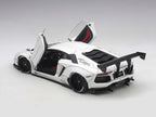 Lamborghini Aventador LB-Works White with Black Wheels 1/18 Model Car by Autoart