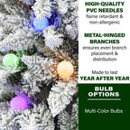 Fraser Hill Farm Multi-color Prelit LED White Flocked Slim Christmas Tree, 7.5'