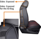 Aierxuan Seat Covers for Cars Full Set Chevy Silverado GMC Sierra Trail Boss Z71 Pickup 2007-2024 1500 2500HD 3500HD Crew Double Extended Cab Waterproof Leather (Full Set, Black-Red)