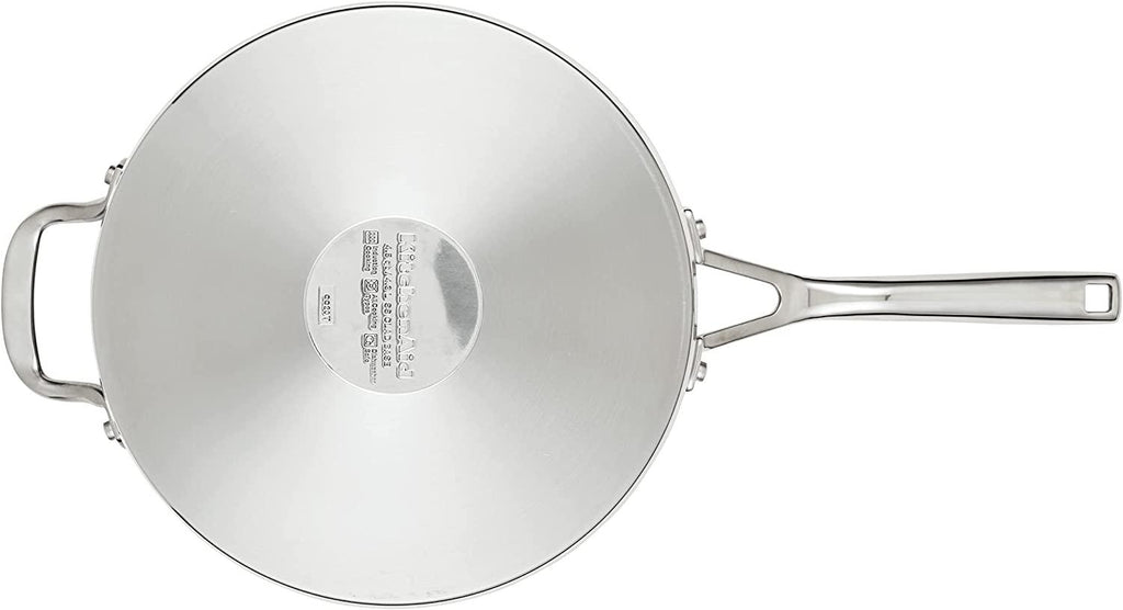 KitchenAid 3-Ply Base Brushed Stainless Steel Deep Saute Pan with Helper Handle and Lid, 4.5 Quart
