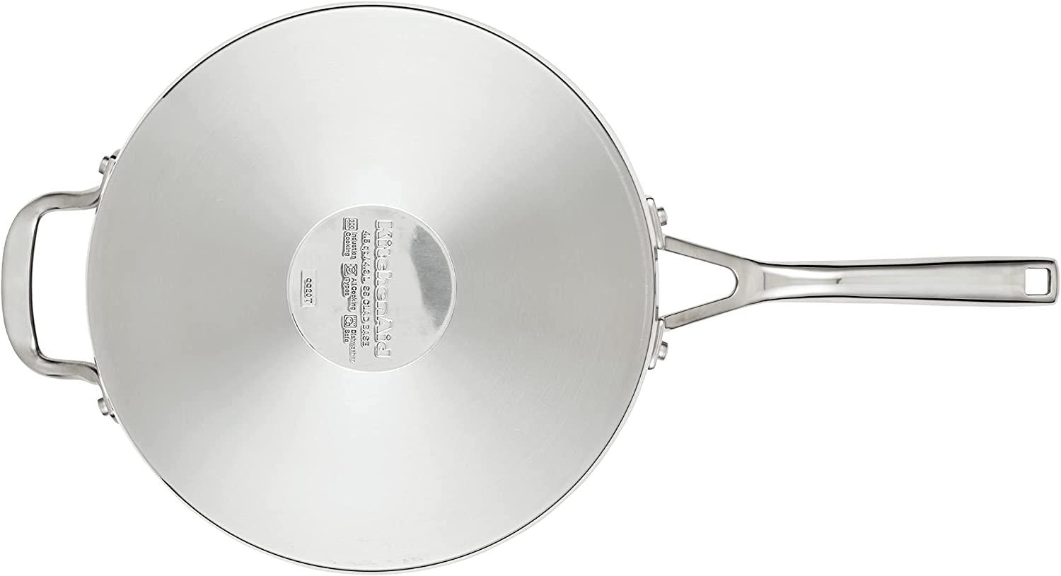 KitchenAid 3-Ply Base Brushed Stainless Steel Deep Saute Pan with Helper Handle and Lid, 4.5 Quart
