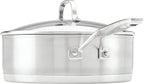 KitchenAid 3-Ply Base Brushed Stainless Steel Deep Saute Pan with Helper Handle and Lid, 4.5 Quart