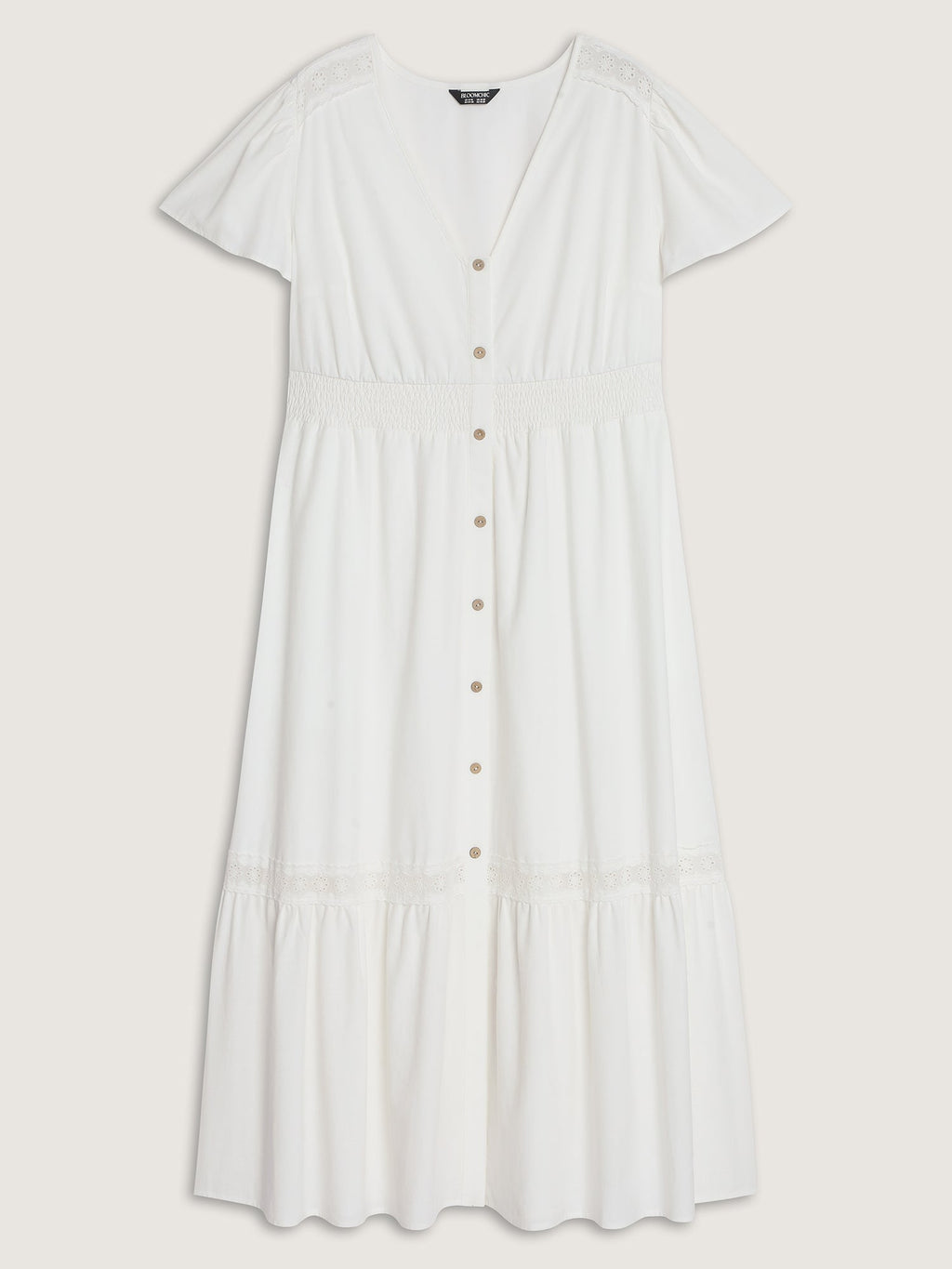 Shirred Waist Tiered V-Neck Maxi Dress