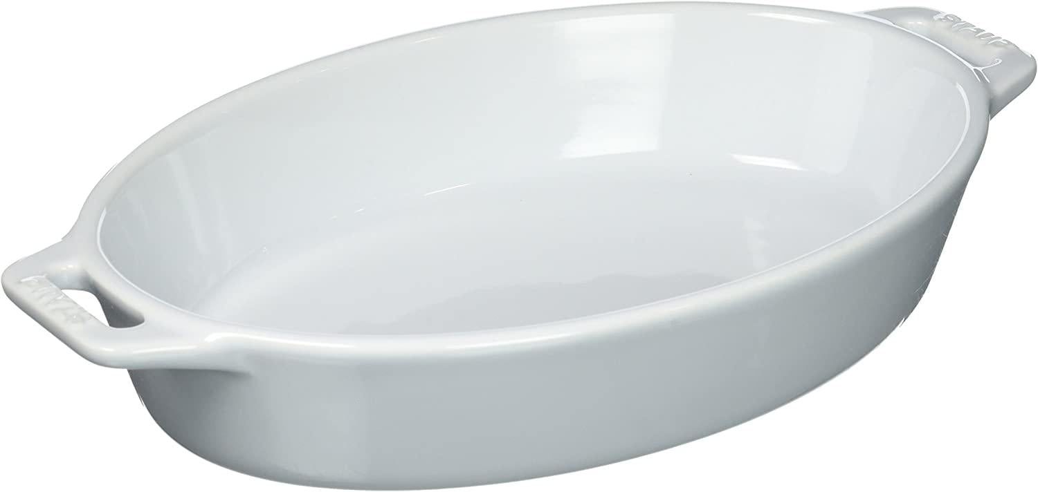 STAUB Ceramics Oval Baking Dish, 9-inch, White