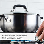KitchenAid Stainless Steel Casserole with Lid, 4 Quart, Brushed Stainless Steel
