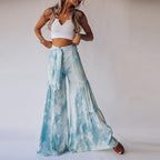 floral wide leg high waist pants