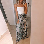floral wide leg high waist pants