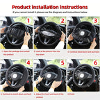 Car Pu Leather Steering Wheel Cover, 14.57-14.96inch Artificial Diamond, Steering Wheel Cover