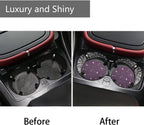 2pcs Bling Car Cup Holder Coaster, 2.75 inch Anti-Slip Shockproof Universal Fashion Vehicle Car Coasters Insert Bling Rhinestone Auto Automotive Interior Accessories for Women (2 pcs, Light Purple)