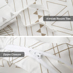 HYPREST Boho Duvet Cover King Size - Soft Boho Aztec White Duvet Cover with Taupe Waves and Traingles Lightweight, Oeko-TEX Certificated (No Comforter)