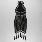 sleeveless halter bead dress
