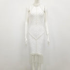 sleeveless halter bead dress