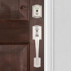 Halo Touch Satin Nickel Traditional Fingerprint Wi-Fi Electronic Smart Lock Deadbolt Featuring SmartKey Security