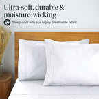 LuxClub 6 PC Queen Sheet Set Bamboo Sheets Deep Pockets 18" Eco Friendly Wrinkle Free Cooling Sheets Machine Washable Hotel Bedding Silky Soft - White Queen